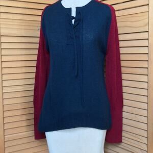 Ulla Johnson Sweater Navy & Burgundy Knit Designer NWT S baby Alpaca Wool